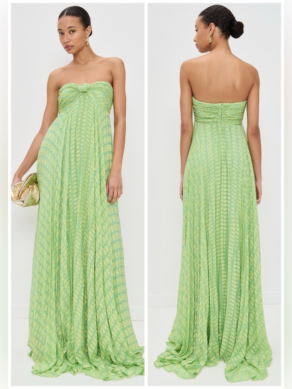 ALEXIS Elea Strapless Printed
Pleated Chiffon Knot Maxi Dress SZ L